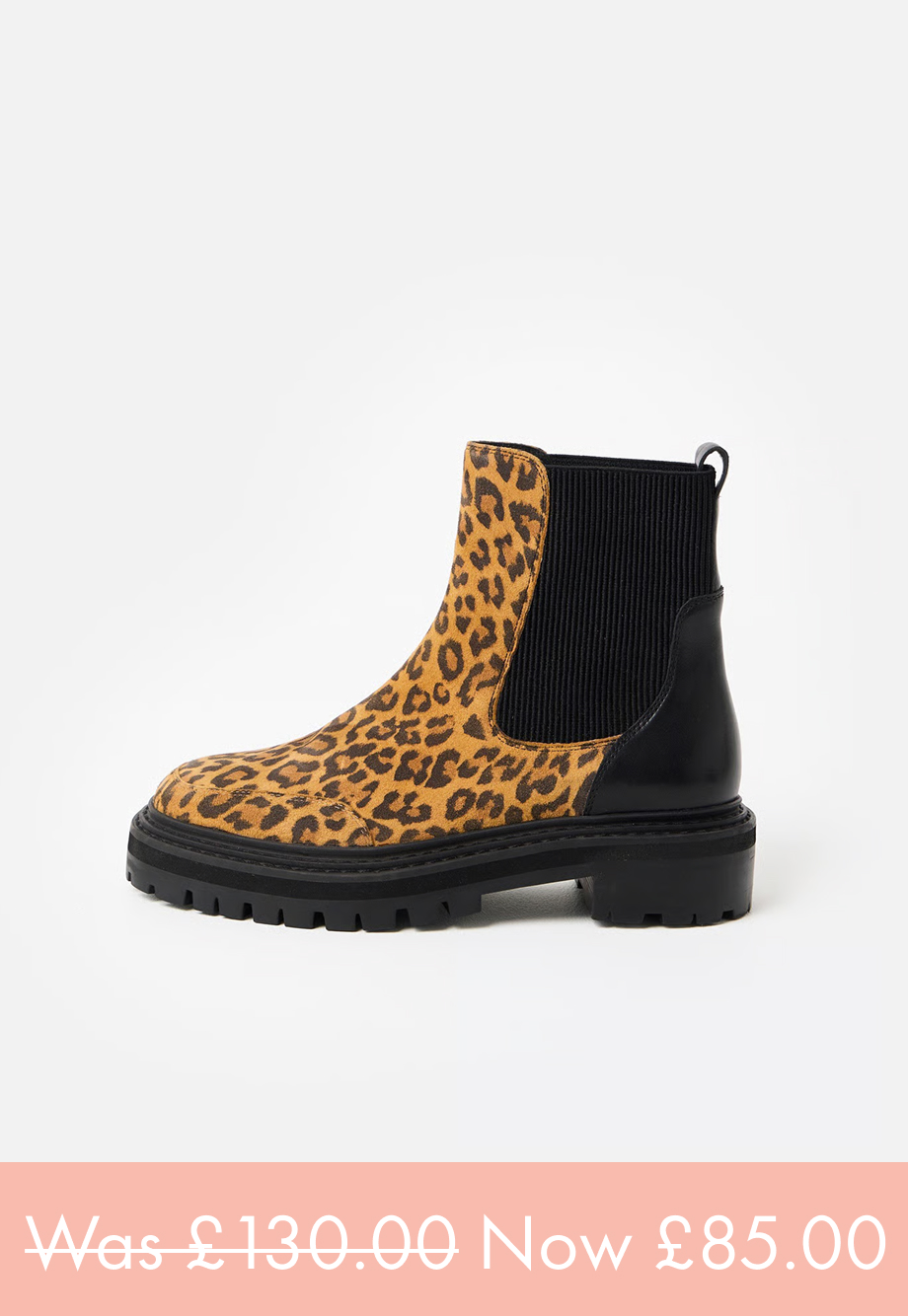 Brown Animal Print Suede Chunky Chelsea Boots
